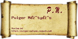 Pulger Mátyás névjegykártya